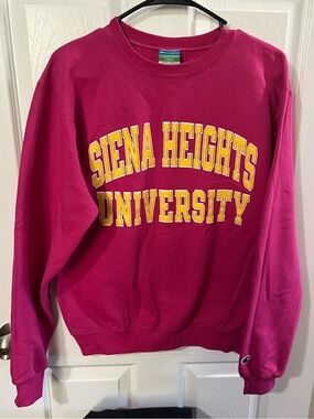 Vintage Champion Eco Fleece Fuchsia sweatshirt SIENA HEIGHTS UNIVERSITY Y2K Sz S